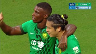 [进球视频]法比奥头球中楣，张玉宁补射破门！国安1-0领先新鹏城